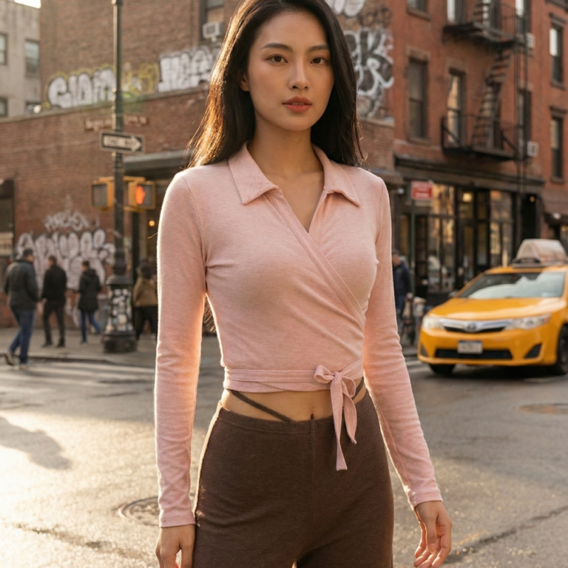 Hana Soft Wrap 부드러운 랩 - Pink Coloured Blouse