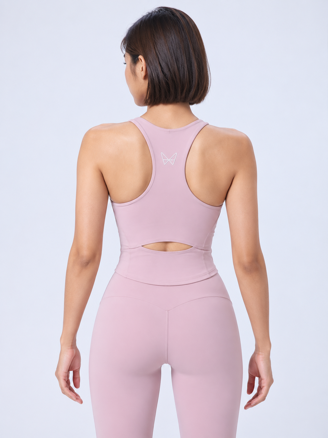 Blush pink racerback set, back view-7