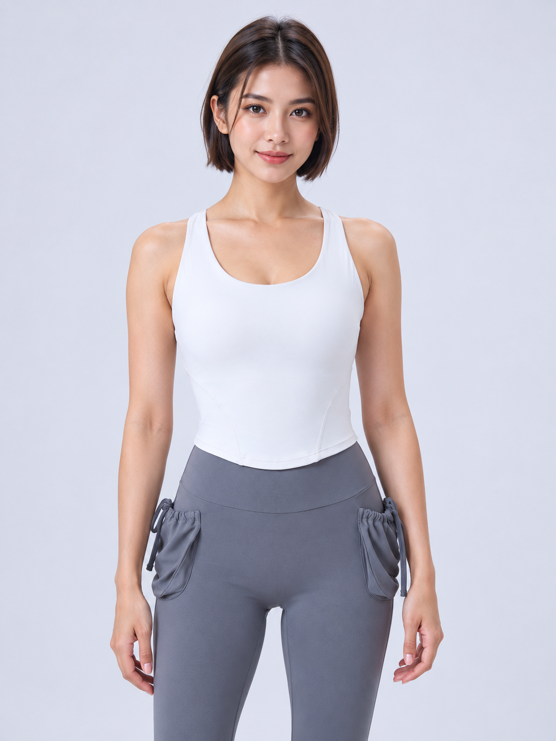 White athletic crop top catalog portrait-9